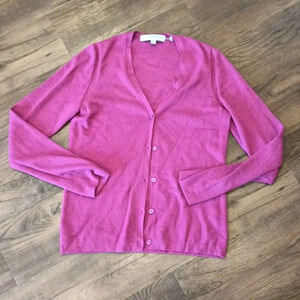 Carolina Herrera Vintage New York Fuchsia Pink Fitted Cashmere Silk Cardigan I